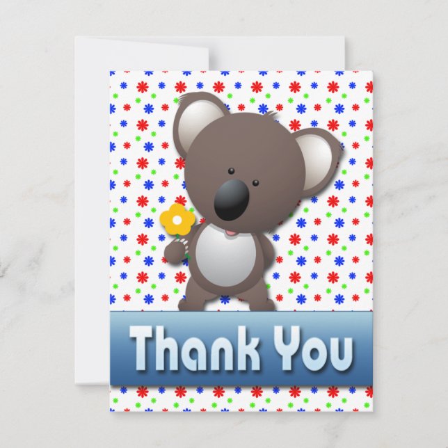 CUTE KOALA THANK YOU NOTE CARD (Front)