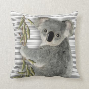 Cute Koala Throw Pillow by Specialeetees at Zazzle