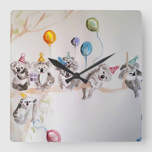 Cute Koala Watercolour Painting Art Wall Clock