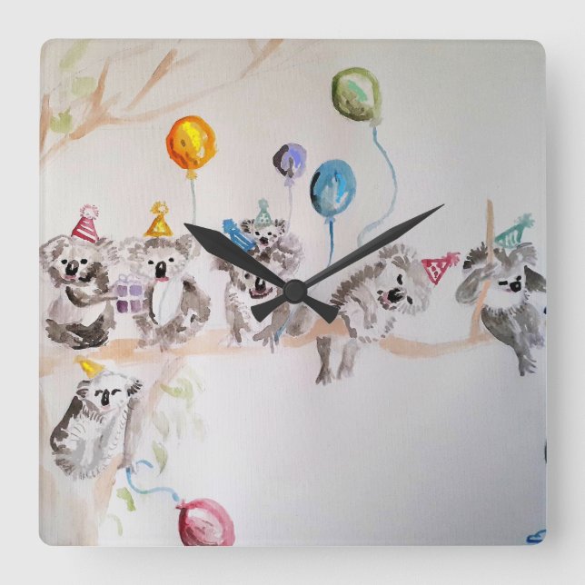 Cute Koala Watercolour Painting Art Wall Clock (Front)