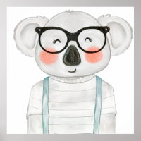 Cute Baby Koala Bear Cub Wearing Glasses - Cute Koala - Posters