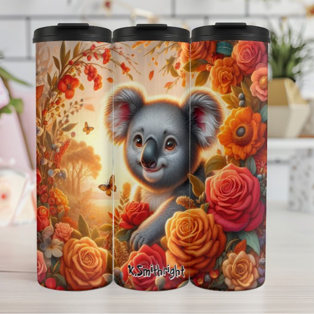Cute Koala with a Rose Thermal Tumbler (Creator Uploaded)