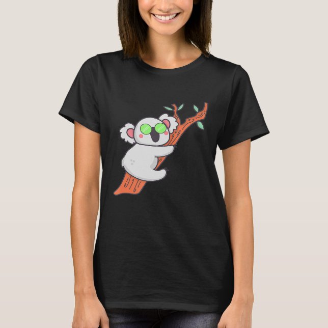 Cute Koala With A Sunglasses Hanging In A Tree  Id T-Shirt (Front)
