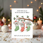 Cute Koala with Christmas Stockings Holiday Card