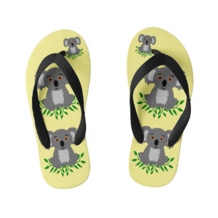 Cute koala with eucalyptus kids kid's flip flops