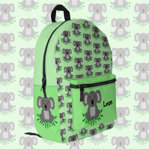 Cute koala with eucalyptus personalizable kids    printed backpack