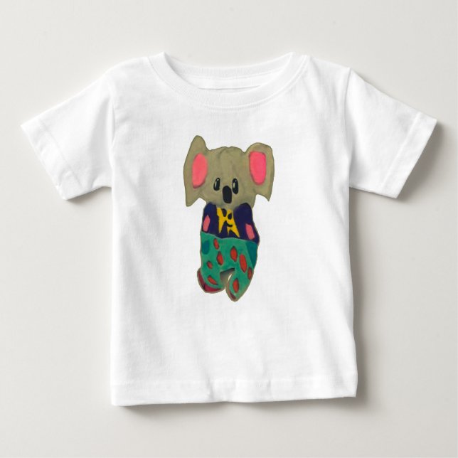 Cute koala with human clothes drawing baby T-Shirt (Front)