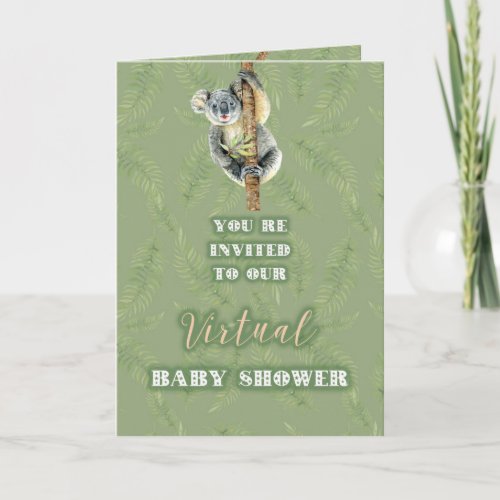 Cute Koala Zoom Virtual Baby Shower By Mail Card