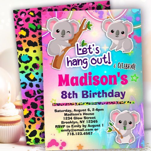 Cute Koalas Birthday Party Invitation