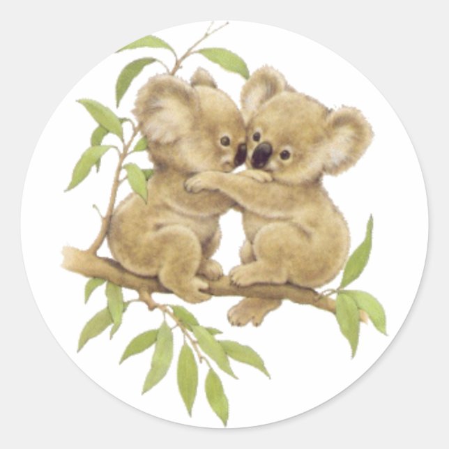 Cute Koalas Classic Round Sticker (Front)