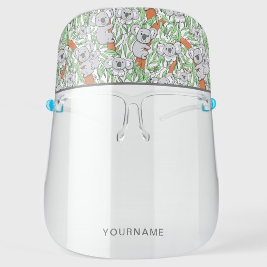 Cute Koalas Pattern Personalize Face Shield (Front)