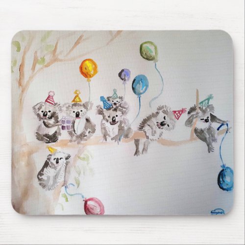 Cute KoalaWatercolour Painting Mouse Mat floral