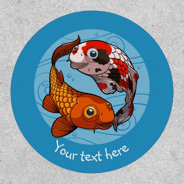 Cute Koi Carp Add Your Text Yin Yang Cartoon Patch (Front)