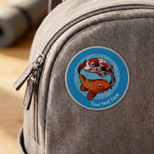 Cute Koi Carp Add Your Text Yin Yang Cartoon Patch