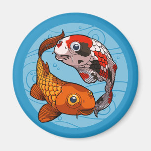 Cute Koi Carp Swimming Fish Funny Goldfish Cartoon Magnet