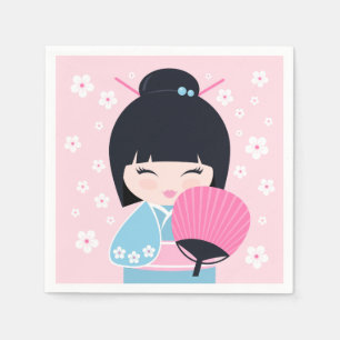 Cute Kokeshi Doll Napkins