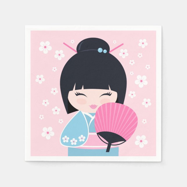 Cute Kokeshi Doll Napkins (Front)