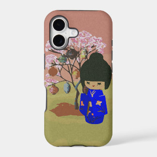 Cute kokeshi Doll with cherry blossom tree iPhone 17 Case