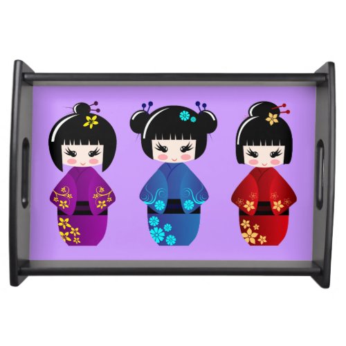 Cute kokeshi dolls cartoon serving tray