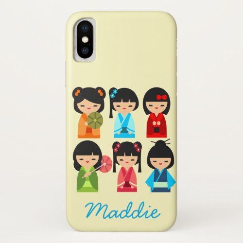 Cute Kokeshi Japanese dolls iPhone XS Case