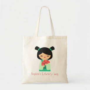 Cute Kokeshi Japanese dolls library Tote Bag