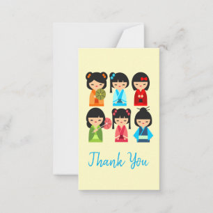 Cute Kokeshi Japanese dolls Note Card