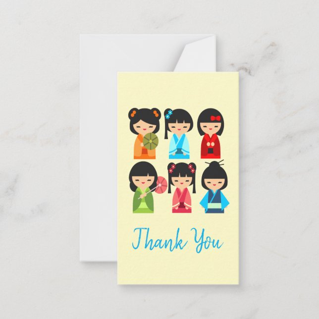 Cute Kokeshi Japanese dolls Note Card (Front)