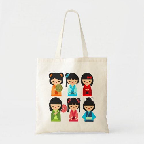 Cute Kokeshi Japanese dolls Tote Bag