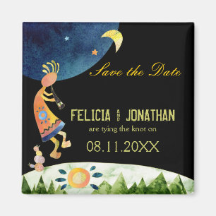 Cute Kokopelli Tribal Wedding Save the Date Magnet