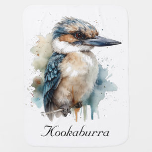 Cute Kookaburra on a Branch , custom Baby Blanket