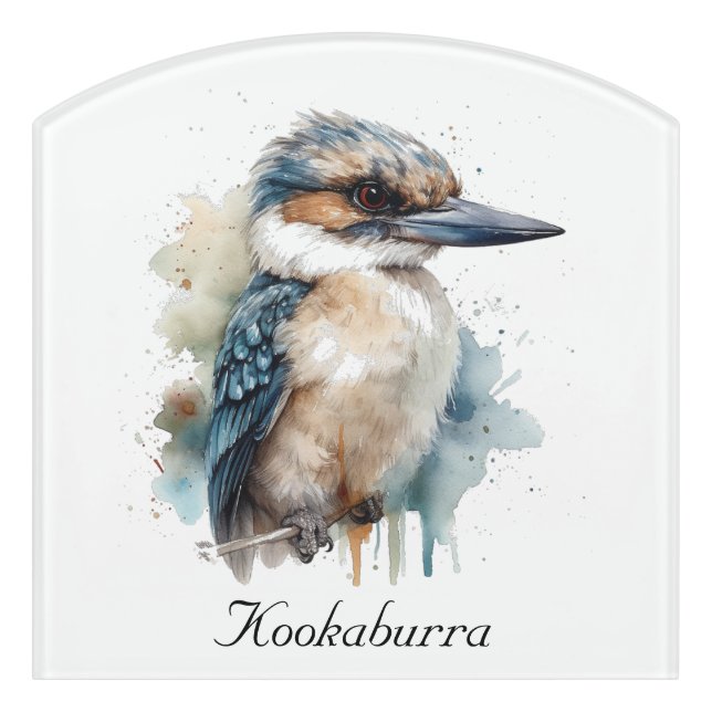 Cute Kookaburra on a Branch , custom Door Sign (Contour Front)