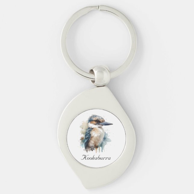 Cute Kookaburra on a Branch , custom Keychain (Front)