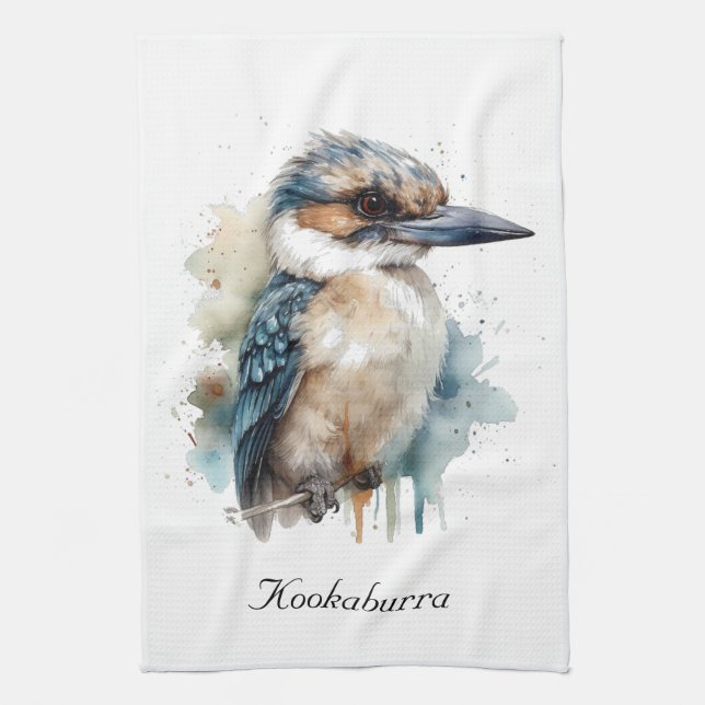 Cute Kookaburra on a Branch , custom Kitchen Towel (Vertical)