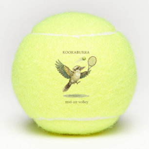 Cute Kookaburra Playing Tennis Mid-Air Volley  Balls