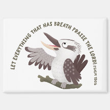 Cute kookaburra praise the Lord bible verse