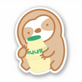 Cute Korean Banana Flavored Milk Sloth Sticker
