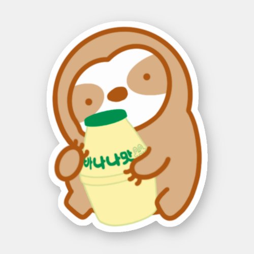 Cute Korean Banana Flavored Milk Sloth Sticker