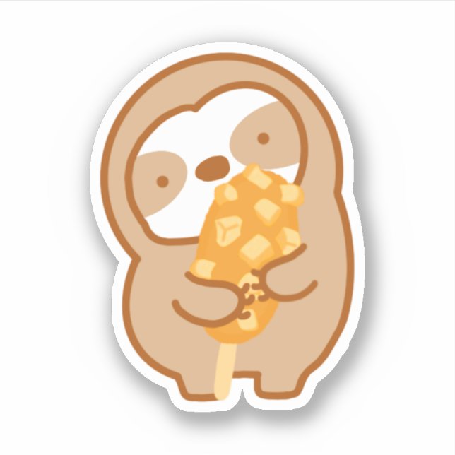 Cute Korean Corndog Sloth Sticker (Front)