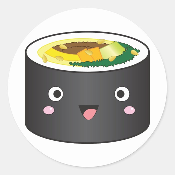 Cute Korean Gimbap Round Sticker