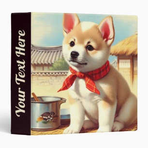 Cute Korean Jindo Dog Painting 3 Ring Binder