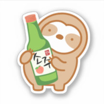 Cute Korean Peach Soju Sloth Sticker