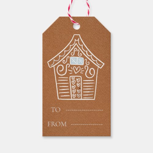 Cute Kraft Paper Gingerbread House Christmas Gift Tags