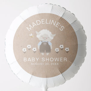 Cute Kraft Rustic Boy Lamb Baby Shower Balloon