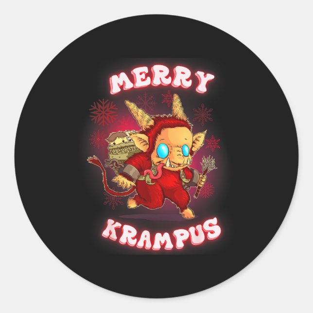 Cute Krampus Pajamas Kids Mens Womens Christmas  Classic Round Sticker (Front)