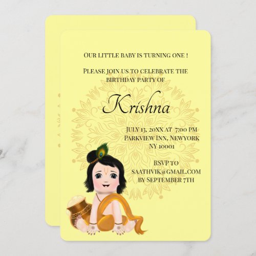 Cute Krishna card for birthday _ Krishna art