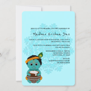 Cute Krishna card for birthday - Krishna art