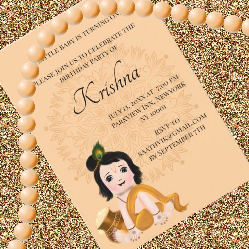 Cute Krishna card for birthday _ Krishna art