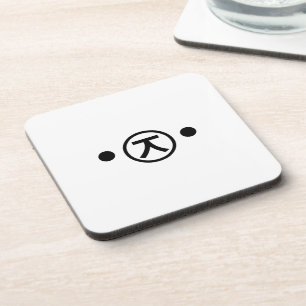 Cute Kuma Bear Kaomoji Japanese Emoticon Text Art Beverage Coaster