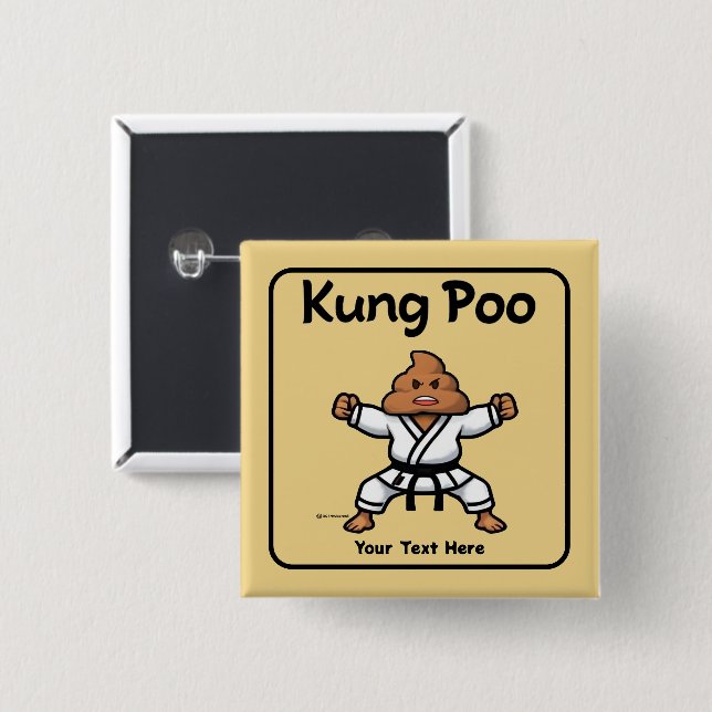 Cute Kung Poo Karate Button (Front & Back)