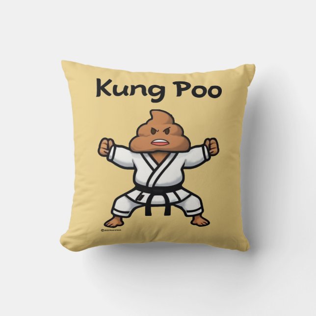 Cute Kung Poo Karate Throw Pillow (Front)